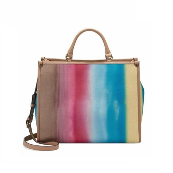 INC International Concepts Magnetic Snap Closure Caitlinn Ombre Tote - Rainbow - Picture 1 of 1